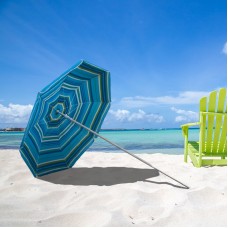 Astella 6' Orange Mango Stripe Beach Umbrella With Nylon Printed Stripes and UV Coating   